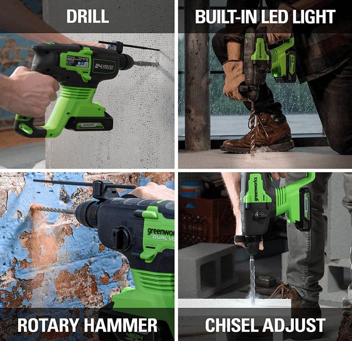 Produktbild Greenworks 24V Bohrhammer GD24SDS2 - 3803007 (Akkubetrieb)