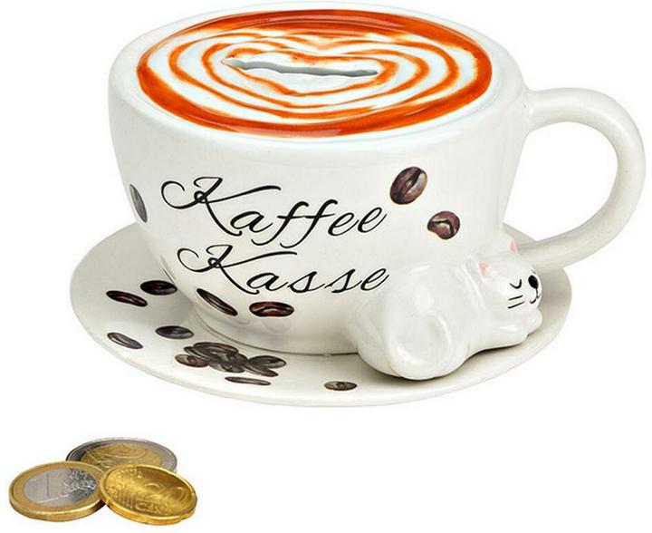 G. Wurm Spardose Kaffeetasse aus Keramik weiss (B/H/T) 14x8x13cm (14 x 8 x 13 cm)