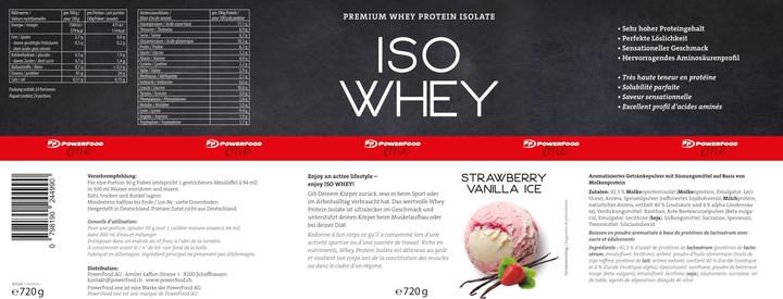Valeurs nutritives et ingrédients PowerFood One Iso Whey (Glace à la vanille et aux fraises, 1 pcs, 720 g)