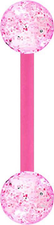 Immagine prodotto Star Piercing Micro Banana con due sfere glitterate rosa (senza ottone, Acrilico)