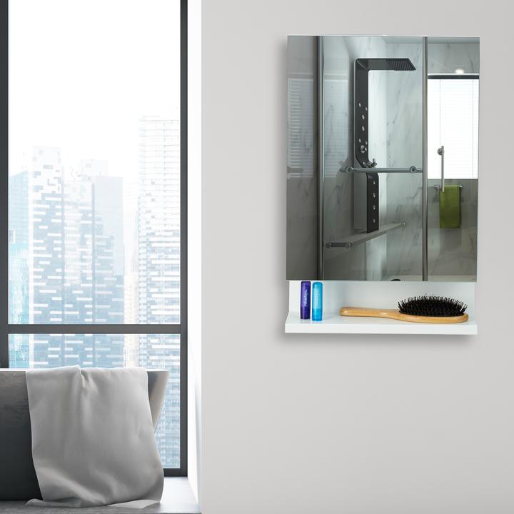 Image du produit Relaxdays Armoire de Toilette 1 Porte Miroir Prise (35 x 12 x 55 cm)