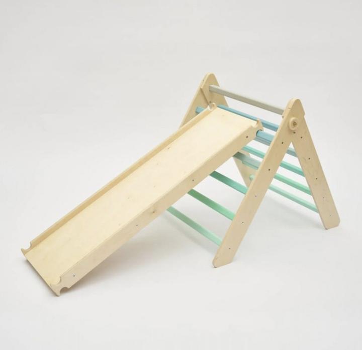 Image du produit Montessori Échelle + planche double face + set de balançoire en bois - couleur menthe ® by busy kids