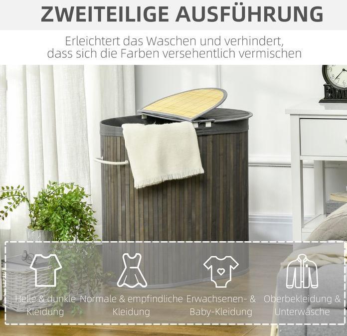 Produktbild Swisshandel24 Wäschekorb mit Deckel 100L Wäschesammler mit Griffen, 2 herausnehmbar Wäschesack (100 l)