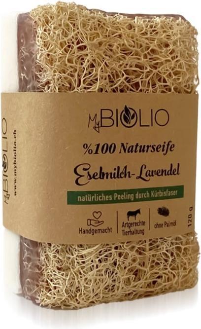 Produktbild MyBiolio Naturseife Eselmilch-Lavendel mit Kürbisfaser (Hartseife)