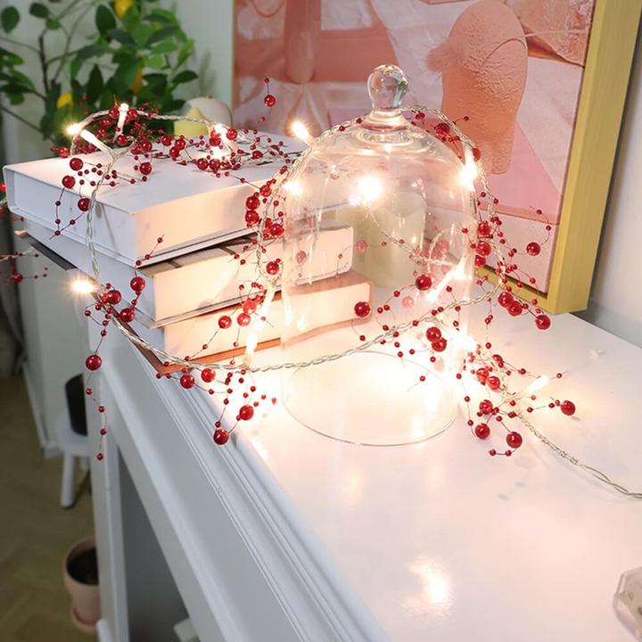 Image du produit Cover-Discount Guirlande lumineuse de Noël LED avec perles artificielles (3 m)