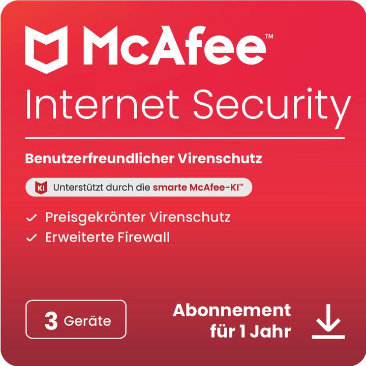 McAfee Internet Security - 3 Geräte (3 Utilisateur, 3 Périphériques/Utilisateurs, 12 mois)