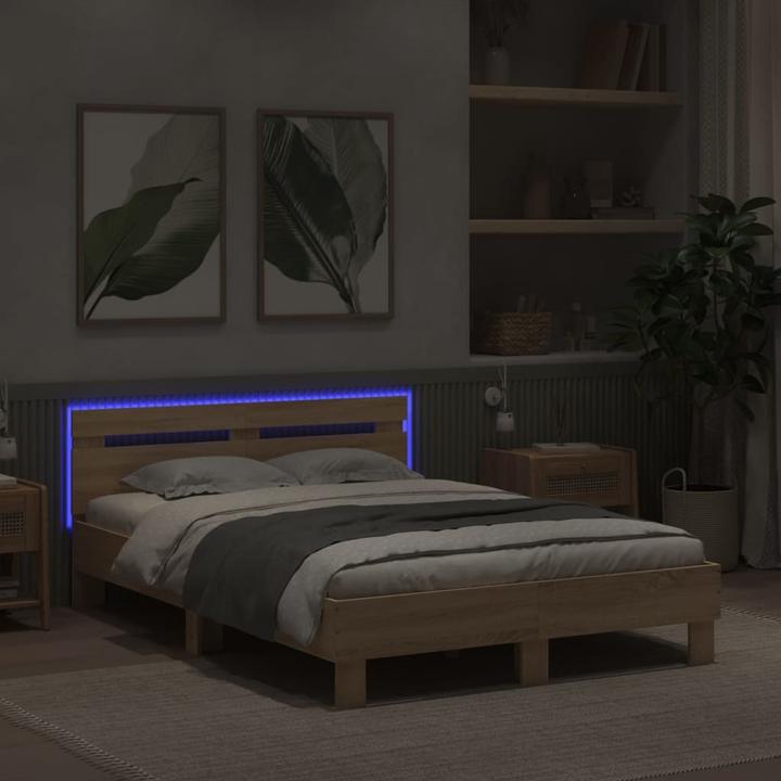 Actual product image VidaXL Bed frame with headboard LED lighting 120 x 190cm (120 x 190 cm)