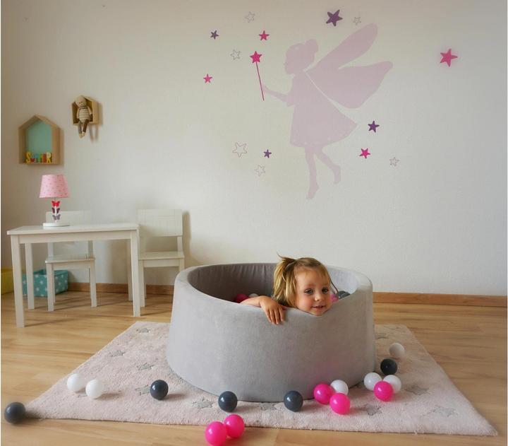 Image du produit Knorrtoys Piscine à balles soft - "Grey" - 300 balls creme/grey/rose (ca. 6cm diamètre)