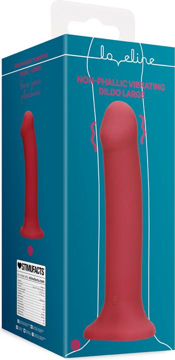 Productafbeelding Loveline Non-Phallic Vibrating Dildo - Large - Raspberry Red