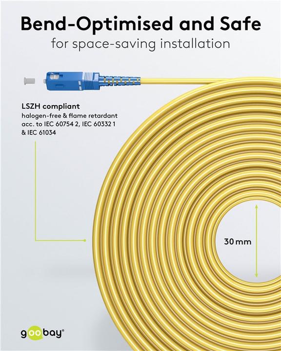 Immagine prodotto Goobay Cavo in fibra ottica FTTH, monomodale OS2 Giallo, Giallo Simplex, 25 m (S/UTP, CAT6, 25 m)