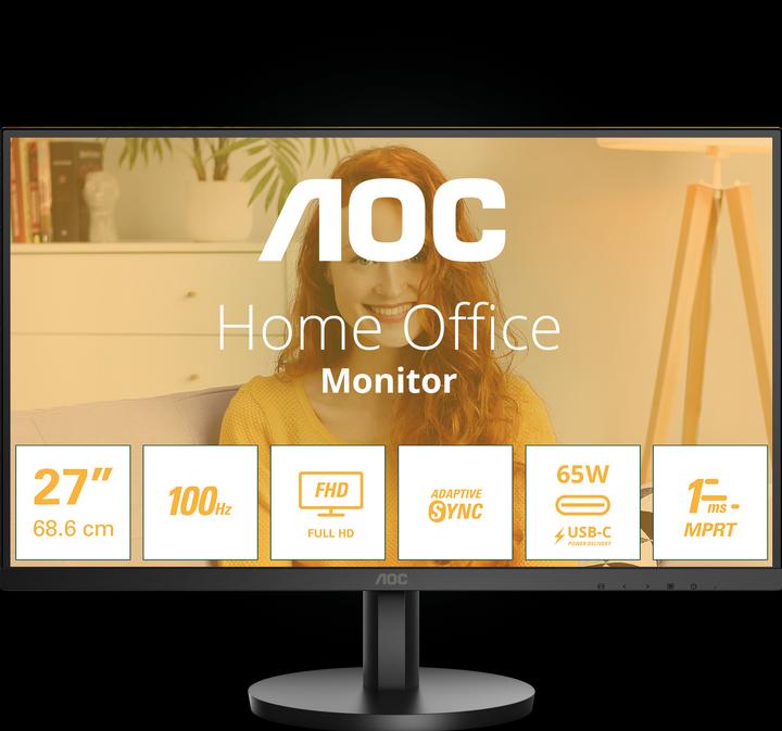 AOC 27B3CA2 IPS Monitor,,, 4ms, 1x HDMI, 1x USB-C, 2x USB 3.2, speakers (1920 x 1080 pixels, 27")