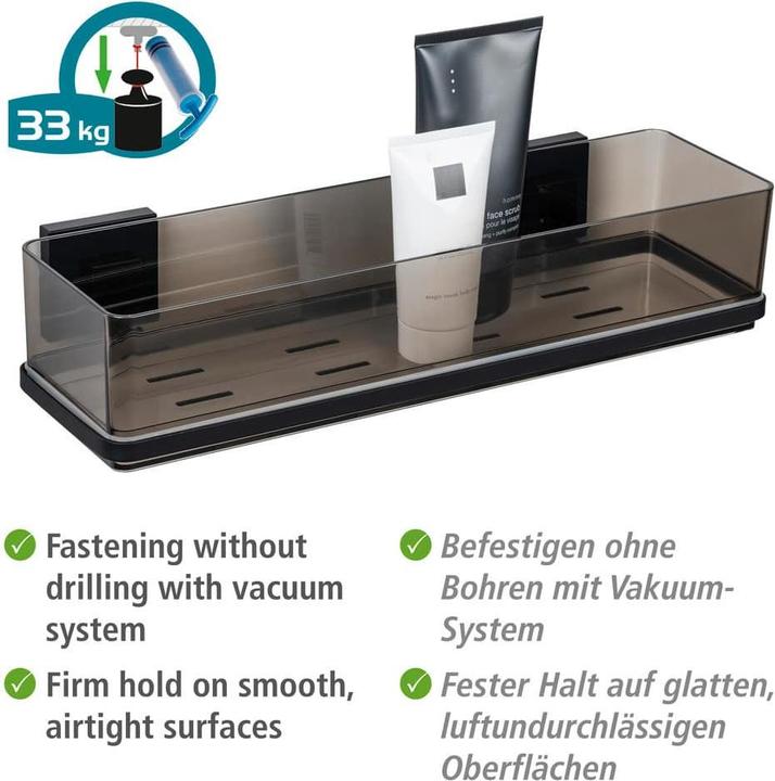 Image du produit Wenko Vacuum-Loc® Maxiablage Mod. Quadro Schwarz Befestigen ohne Bohren