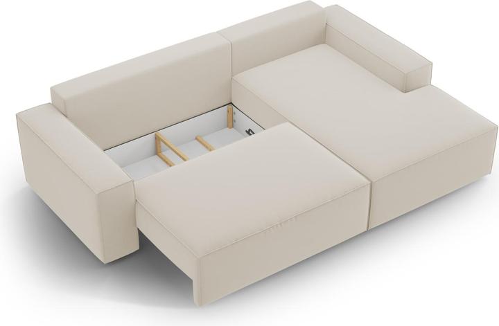 Actual product image Micadoni Velvet Right Corner Sofa With Bed Function And Box, "Jodie", 3 Seats, 246x151x86Made in Europe (Corner sofa)