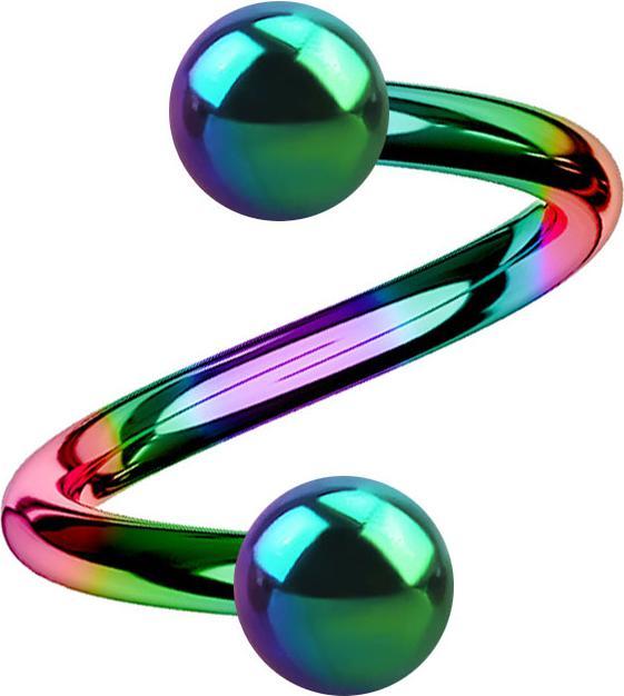 Produktbild Star Piercing Micro Spirale farbig mit zwei Kugeln (ohne Messing, Titan G23)