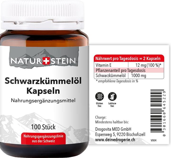 Image du produit Naturstein Huile de cumin noir (100 pièce(s), Capsules, 173 g)
