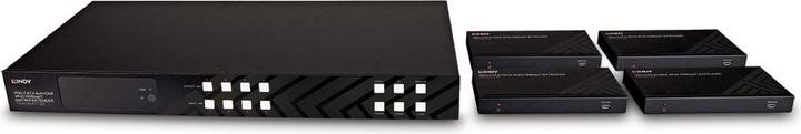 Produktbild Lindy 150m Cat.6 4x4 HDMI 4K60 HDBaseT Matrix Extender Set mit HDBaseT-Sender und 4 Empfängern