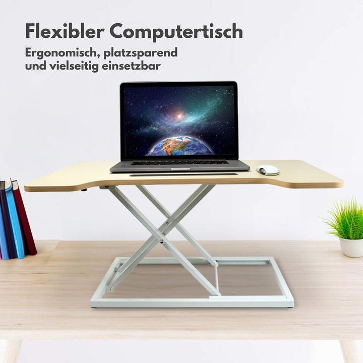 Immagine prodotto Hermex Notebook Schreibtisch pneumatischer Aufsatz Hubtisch Office Desk Bürotisch Arbeitstisch (80 x 50 x 39 cm)