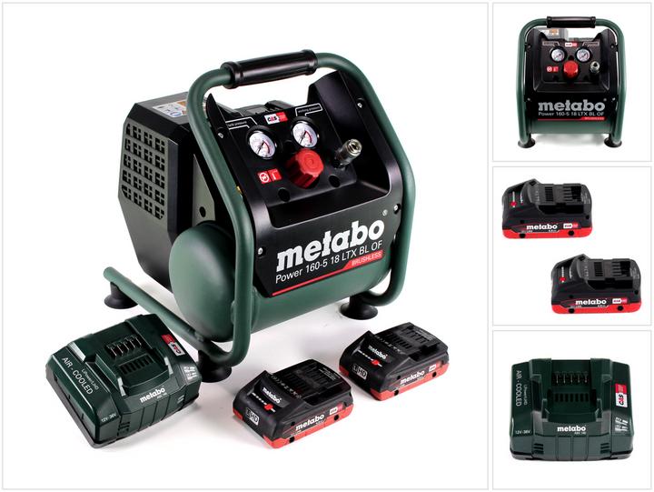 Produktbild Metabo Power 160-5 18 LTX BL OF Akku Kompressor 18 V 8,0 bar Brushless + 2x LiHD Akkupack 4,0 Ah + (5 l)
