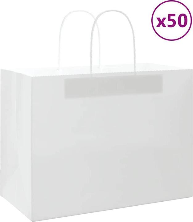 Immagine prodotto VidaXL Sacchetti di carta kraft 50 pezzi con manico bianchi 32x17x25 cm (Borsa da regalo, 50 x)