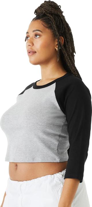 Actual product image Bella Canvas Womens/Ladies Heather Raglan 3/4 Sleeve Crop Top (XS)