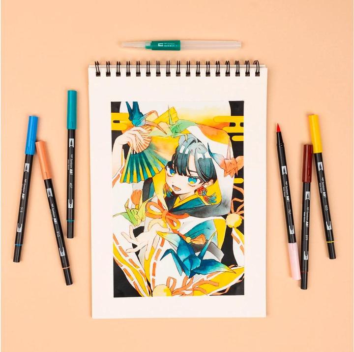 Produktbild Tombow Dual Brush Pen Etui (Pale Cherry, Redwood, Carnation, Light Blue, Light Orange, tiki teal, 6 x)