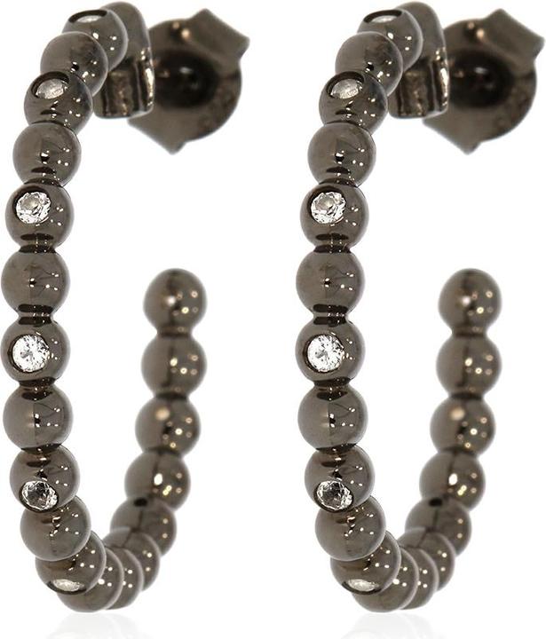 Actual product image Xen Studded creoles with white topaz approx. 0.40 ct. Black Rhodium (925 Sterling silver)