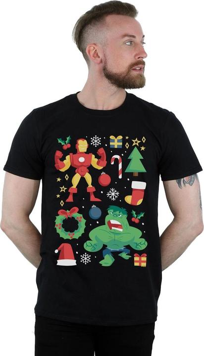 Actual product image Mens Iron Man And Hulk Christmas Day T-Shirt (XL)