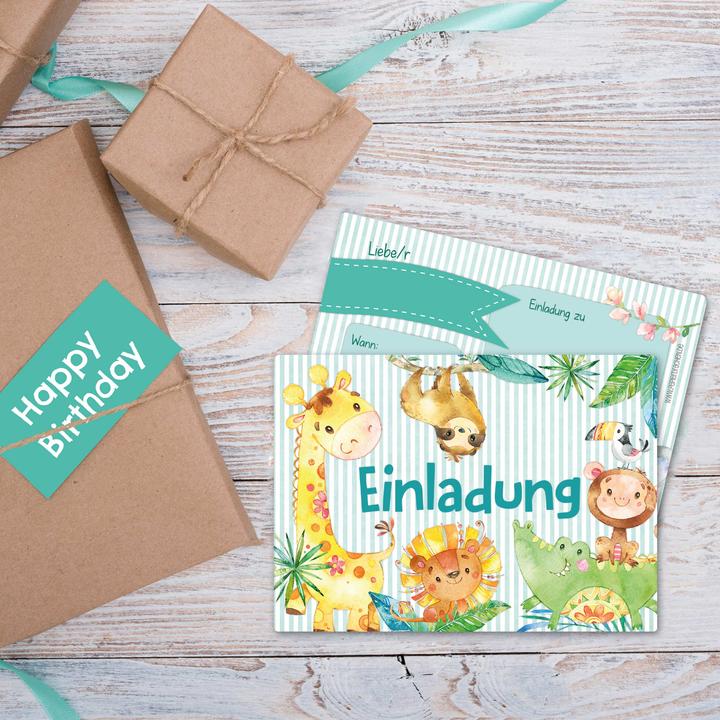 Immagine prodotto Papierdrachen 12 Biglietti d'invito di compleanno - Animali dell'Africa (12 pz.)