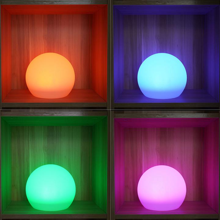 Produktbild Casativo LED-Leuchtkugel mit Fernbedienung, solarbetrieben, RGBW, 60 Lu, IP67, 20 cm (60 lm, IP67)