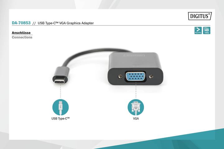Produktbild Digitus USB zu VGA (USB Typ-C, VGA, 4.50 cm)
