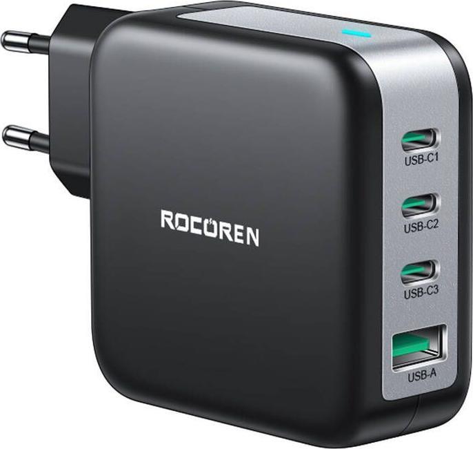 Actual product image Rocoren Wall charger 3x USBC1x USB, Power Delivery 30, 100W (100 W)