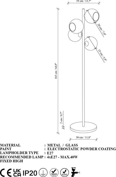 Actual product image Opviq Benek Brite Fusion Floor Lamp (E27)