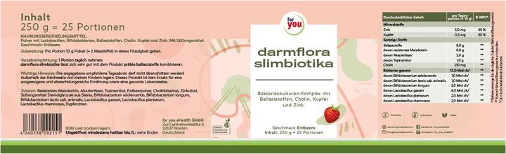 Nährwerte und Zutaten For You darmflora slimbiotika (1 Stück, Pulver, 250 g)