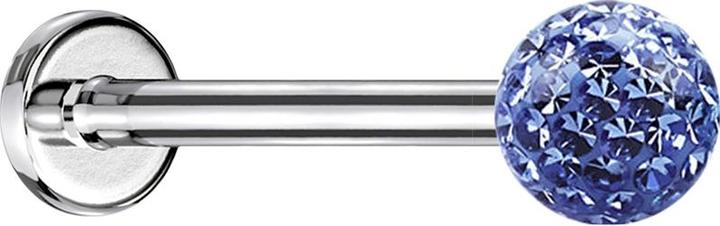 Image du produit Star Piercing Micro Labret argenté avec boule de cristal bleu clair et couche de protection en époxy (sans laiton, Acier chirurgical 316L)