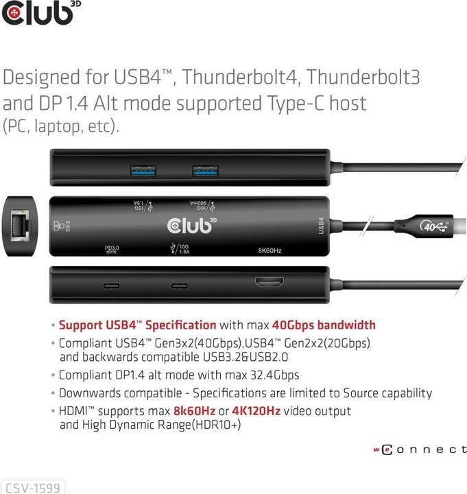 Produktbild Club 3D CSV-1599 (USB-C, 1 Ports)