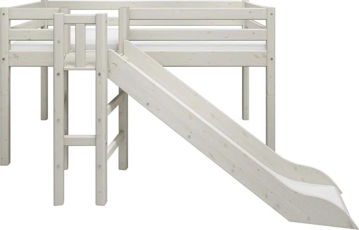 Image du produit Flexa Lit mi-hauteur Classic avec toboggan et plate-forme (90 x 200 cm)