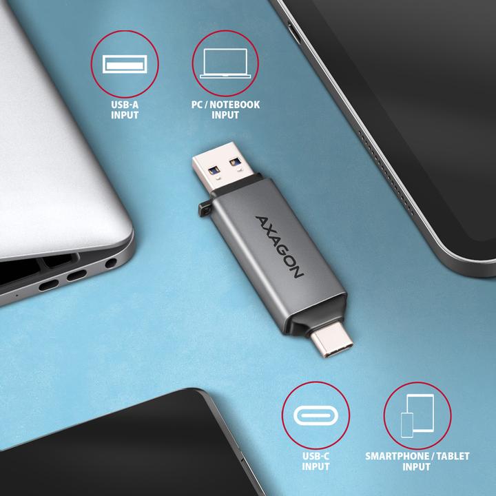 Image du produit Axagon CRE-DAC Externe USB 3.2 Gen1 Type-C+Type-A 2-slot SD/microSD (USB 3.0, Type B)
