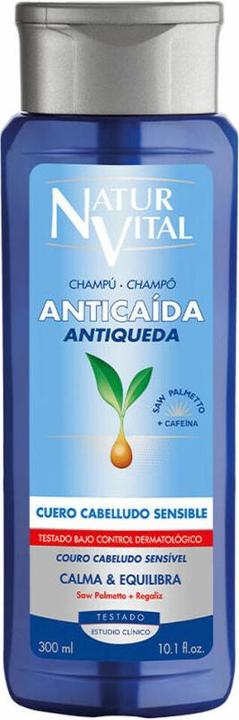 NaturVital Champu Anticaida Cuero Cabelludo Sensible 300ml (300 ml, Shampoing liquide)