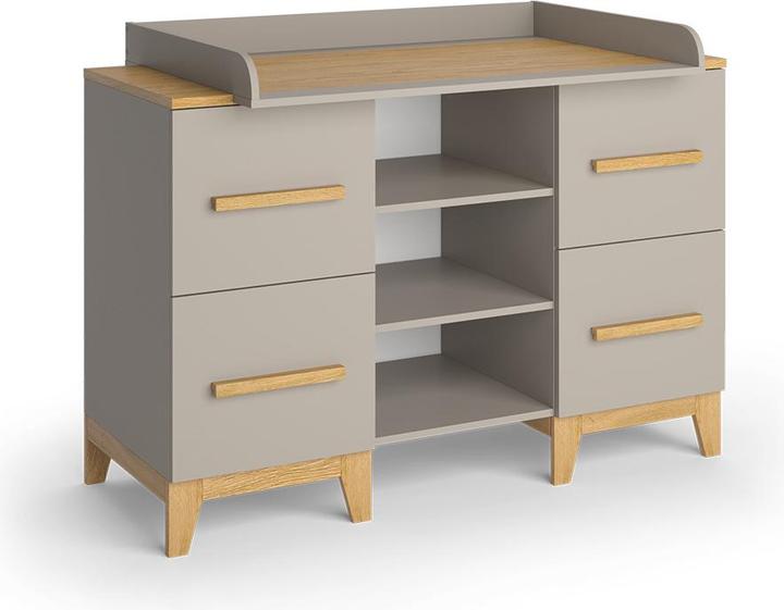 Produktbild VitaliSpa Wickelkommode Malia, Cashmere-Eiche, 133 x 108 cm XL mit 4 Schubladen