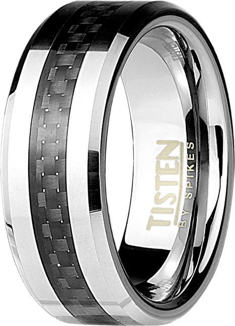 Image du produit Star Piercing Bague argent avec bande de carbone (64, 900 Platine)