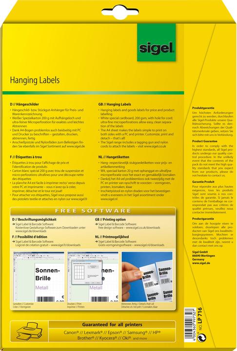 Actual product image Sigel Hanging signs