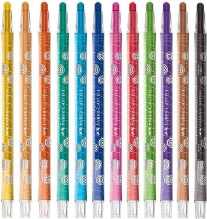 Immagine prodotto Faber-Castell 120003 - Pastelli a cera Twistable, confezione da 12 pezzi (Multicolore, 12 x)