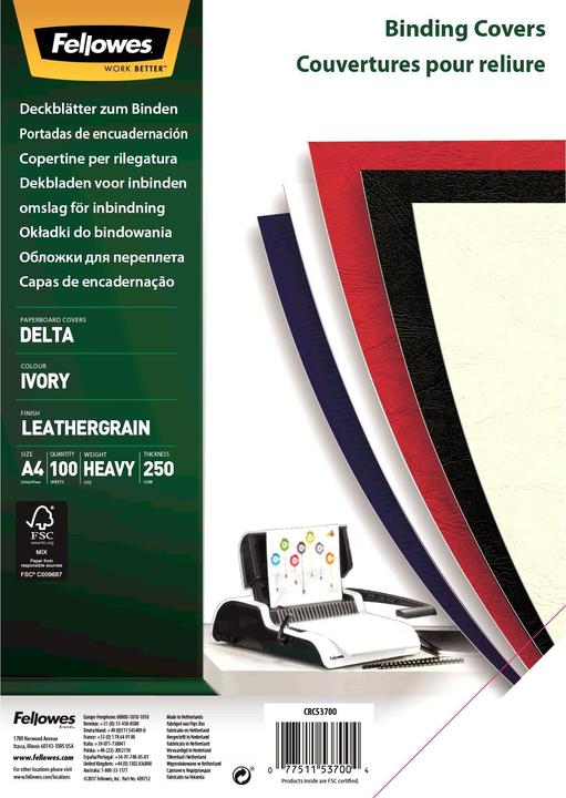 Actual product image Fellowes Delta cover with leather structure, ivory