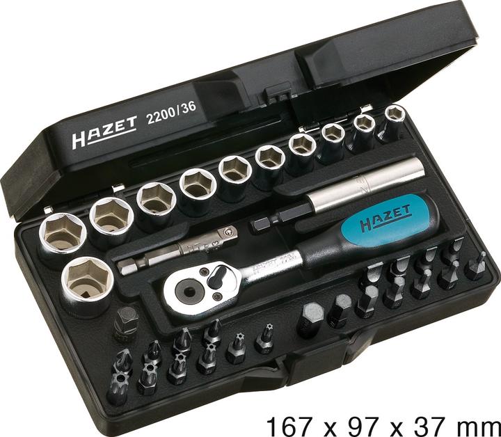 Image du produit HAZET Jeu de clés à douilles 2200/36 ∙ Carré creux 6,3 mm (1/4 pouce), Hexagone massif 6,3 (1/4 pou… (10 mm, 14 mm, 11 mm, 12 mm, 13 mm)