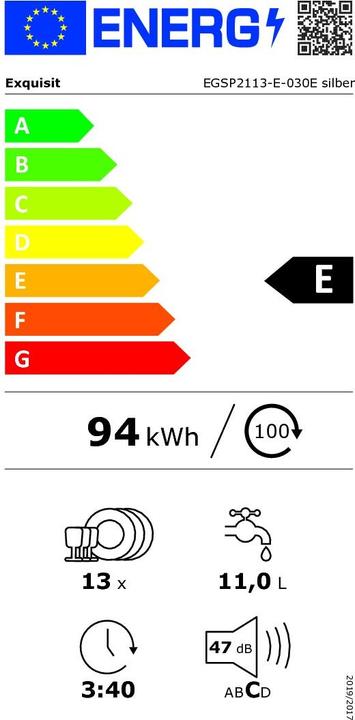 Energie-Label Exquisit EGSP2113-E-030E silber