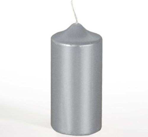 Actual product image Papstar Christmas pillar candle, 60 mm, silver Diameter: 60 mm, height: 130 mm, burning time: approx. 30 (1 pcs.)