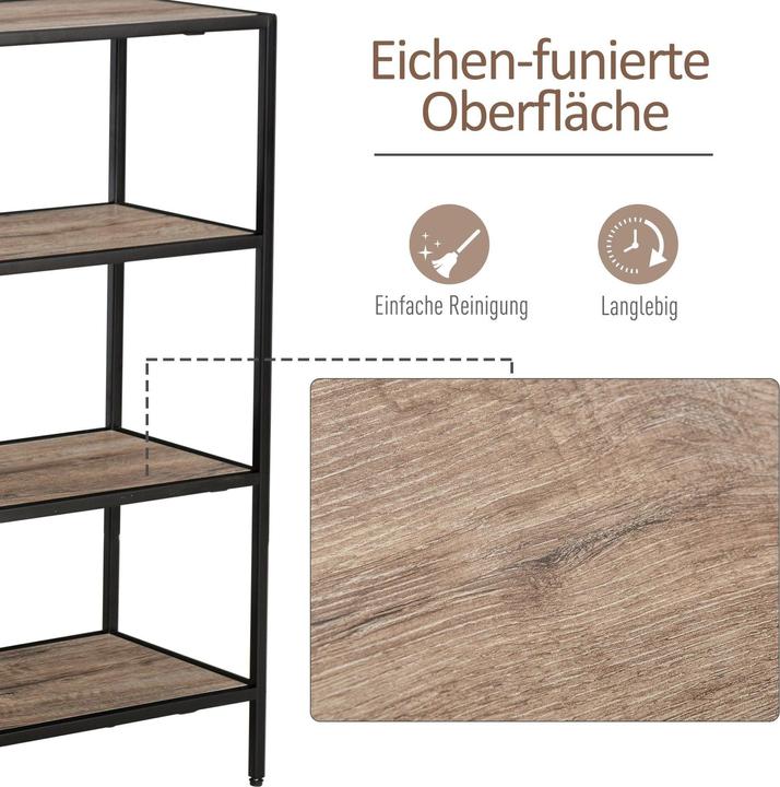 Produktbild Swisshandel24 Standregal, Bücherregal Lagerregal Industrieller Stil, Aktenregal, Küchenregal, P2 Spanplatte, Metal (120 x 32 x 95 cm)