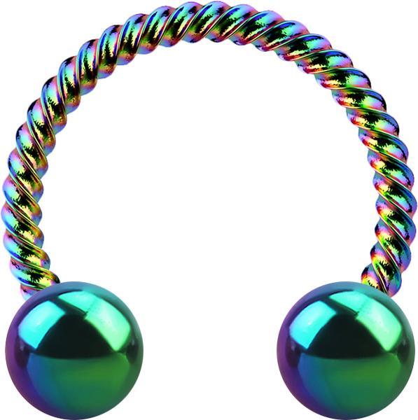 Produktbild Star Piercing Micro Circular Barbell farbig geflochten mit zwei Kugeln (ohne Messing, Chirurgenstahl 316L)
