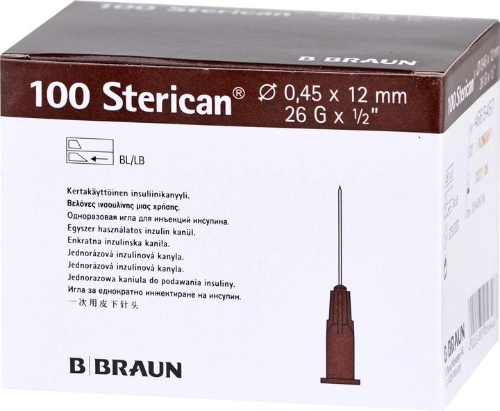 B.Braun Nadel 26G 0.45 x 12mm braun Luer, 100 Stück