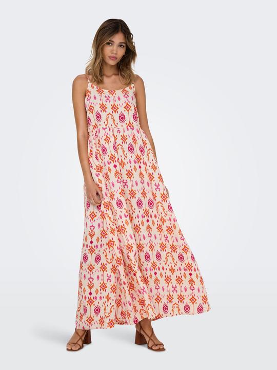 Actual product image Only Normal geschnitten Kleiner Stehkragen mit Knopfleiste Verstellbare Träger Langes Kleid Kleid (L)
